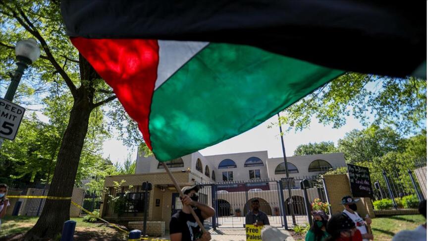 واشنطن..وقفة أمام السفارة الإسرائيلية دعمًا لفلسطين